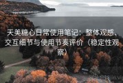 天美糖心日常使用笔记：整体观感、交互细节与使用节奏评价（稳定性观察）
